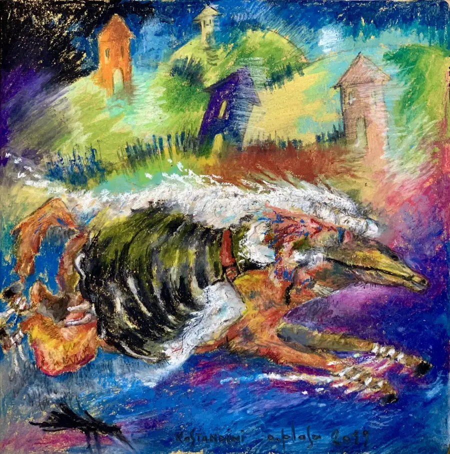 Kostandini, Oil on Canvas by Ols Plasa
