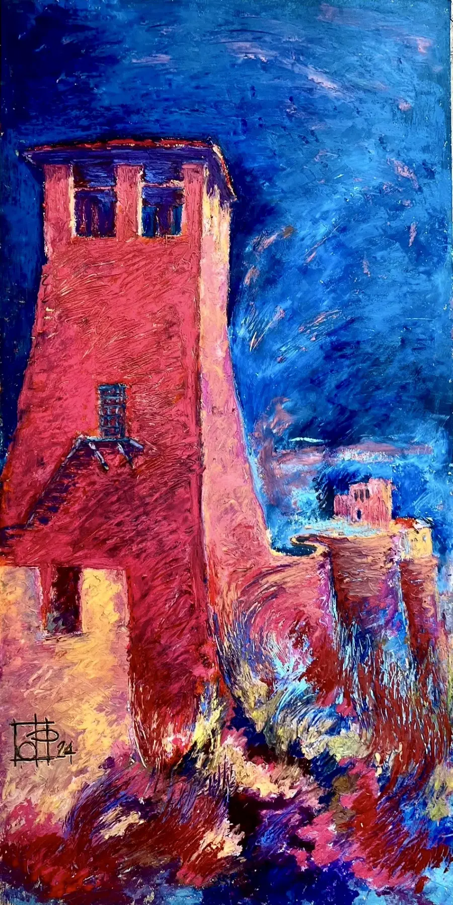 Kulla e Kalasë, Krujë 2024, Oil Pastel on Paper by Ols Plasa